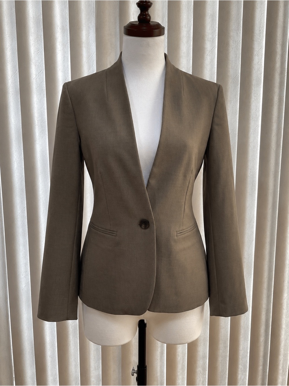 Ann Taylor Olive Green Single-Button Tailored Blazer